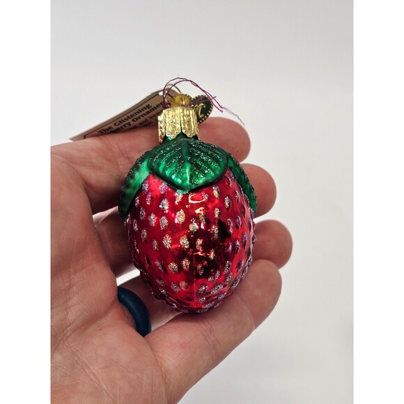 VTG Blown Glass Merck Old World Christmas Ornament Glistening Strawberry Fruit - Picture 6 of 8